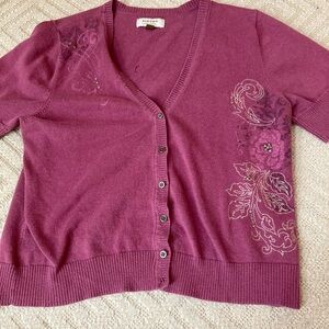 Sonoma Women's Purple Embroidered Cardigan Sweater